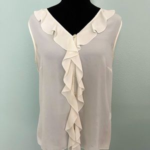 Laundry by Shelli Segal Cream Sheer Ruffle Top-8